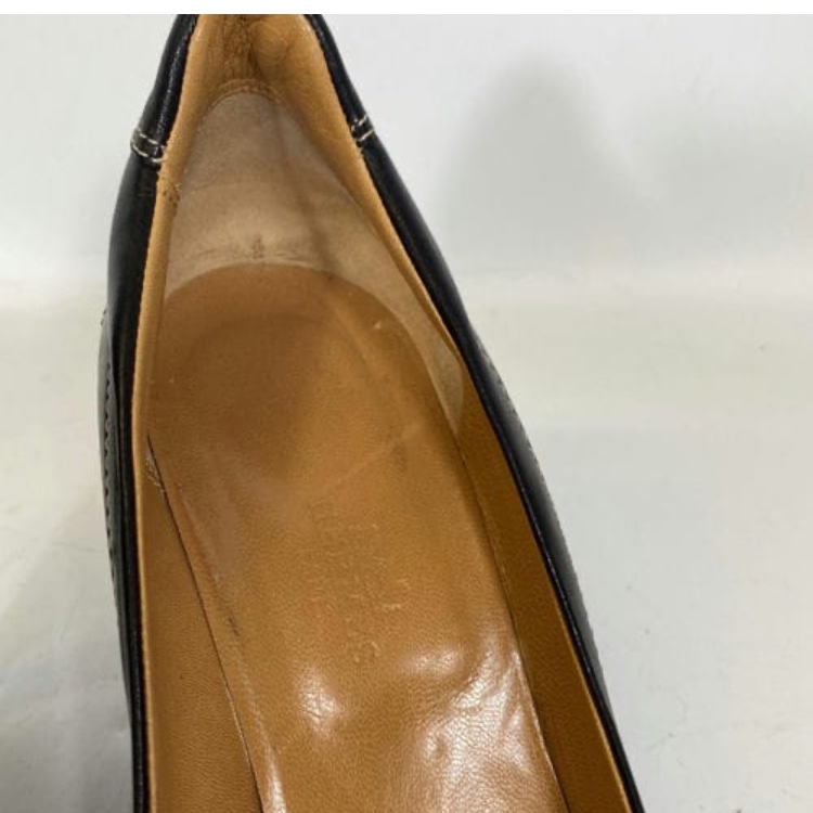 Herme’s黑色真皮高跟鞋37 1/2 低調的高雅風格-7