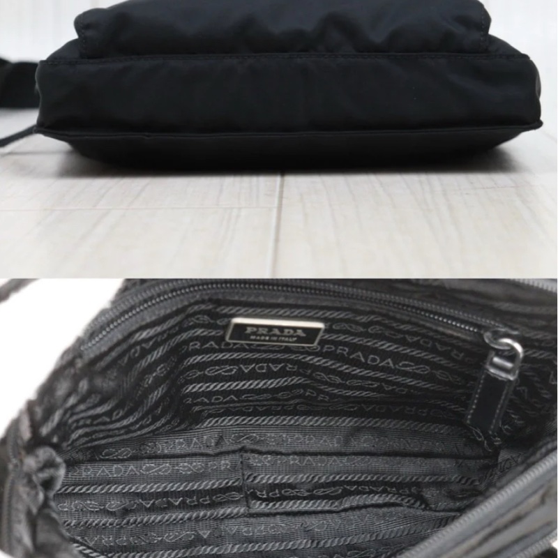「JL精品代購」95新 Prada 黑銀 郵差包-5