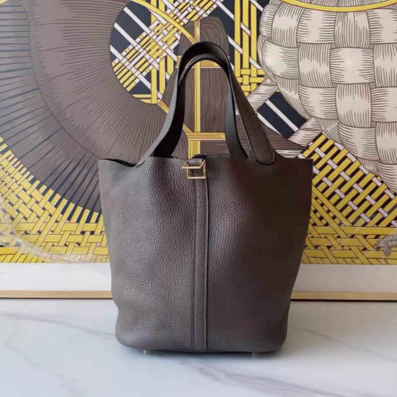 98新💓 愛馬仕Hermes picotin98新 22錫器灰菜籃子金扣-0