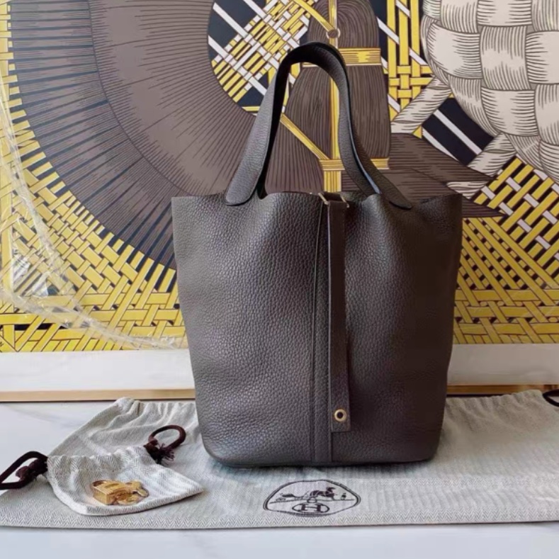 98新💓 愛馬仕Hermes picotin98新 22錫器灰菜籃子金扣-1
