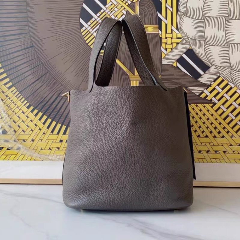 98新💓 愛馬仕Hermes picotin98新 22錫器灰菜籃子金扣-3