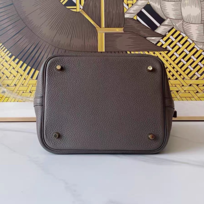 98新💓 愛馬仕Hermes picotin98新 22錫器灰菜籃子金扣-4