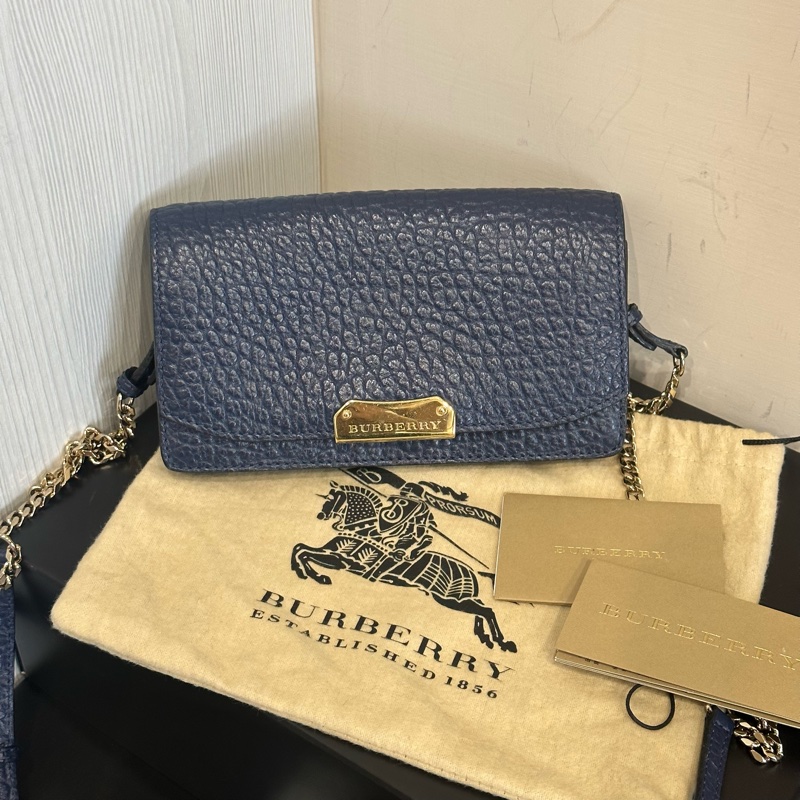99新🈶️吊牌❤️ burberry #皇家藍 #荔枝牛皮 #woc #鏈條包-0