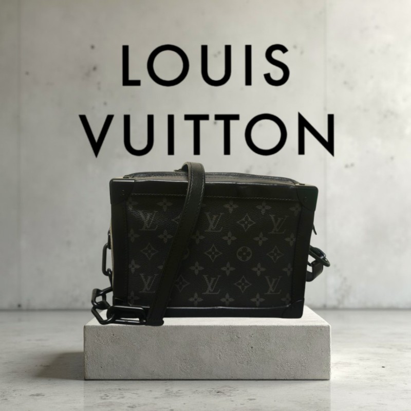 🌺盛夏折扣🌺快閃一週甜價至7/20‼️【8成新】㊣✨Louis Vuitton✨(贈內膽包)路易威登 LV 老花 SOFT TRUNK BOX黑武士 軟盒子 盒包 箱包 肩背包 斜背包 /二手精品/二手包🌳二手樹屋🌳-0