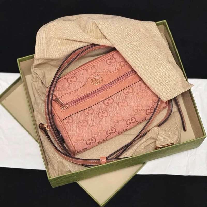 GUCCI古馳 Ophidia 雙G徽標拉鍊開合 單肩斜挎包 女款 粉色-2