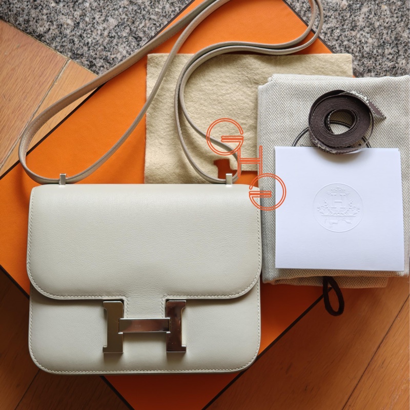 二手愛馬仕迷你康康 Hermes Mini Constance / Swift  / 銀扣 / 80 珍珠灰Gris Perle / Stamp Y ( 95% 新 )-0