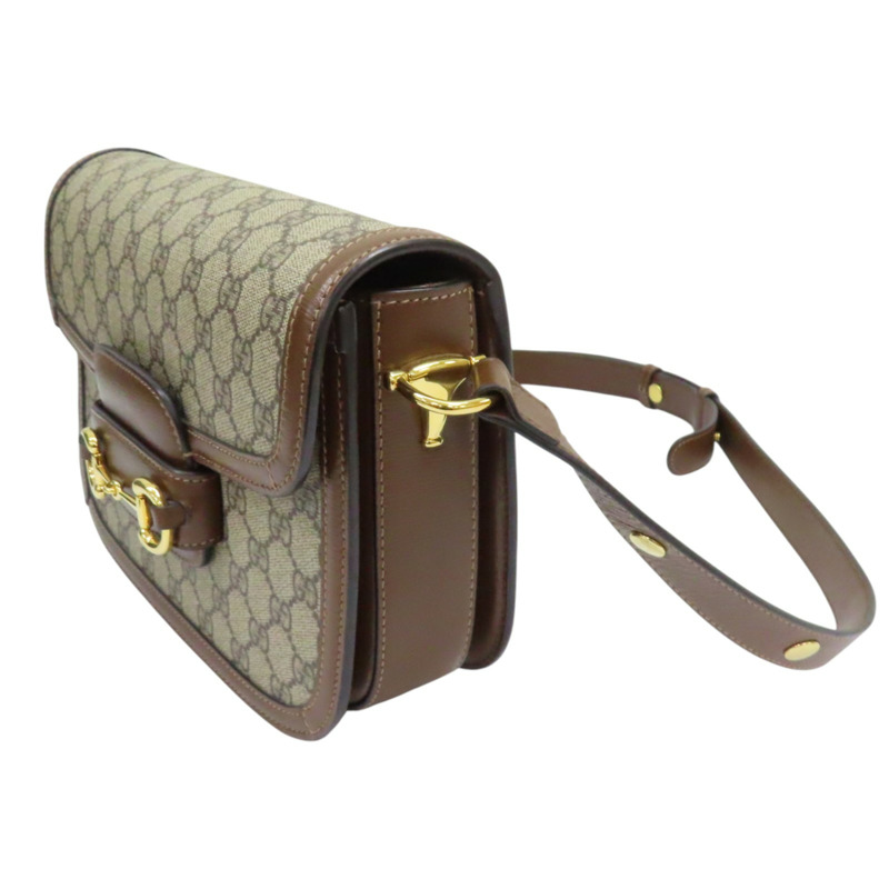 棕色 GG Supreme帆布 1955 Horsebit 肩背包【GUCCI 古馳】 602204-2