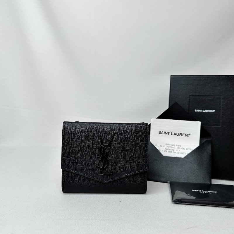 YSL Uptown粒面皮革短夾-0