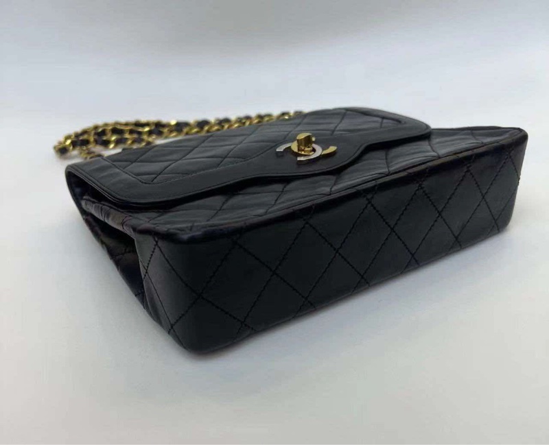 Chanel 巴黎中古美品 稀有法國巴黎限定金銀雙色logo Chanel vintage經典雙蓋classic flap cp雙鍊老香包-5