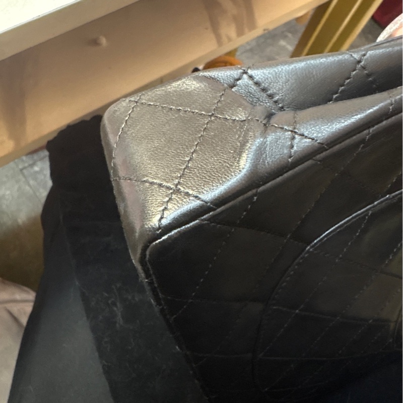 Chanel 巴黎中古美品 稀有法國巴黎限定金銀雙色logo Chanel vintage經典雙蓋classic flap cp雙鍊老香包-13