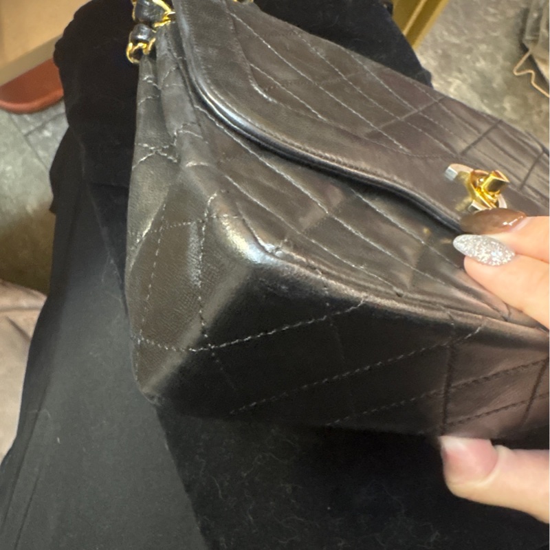 Chanel 巴黎中古美品 稀有法國巴黎限定金銀雙色logo Chanel vintage經典雙蓋classic flap cp雙鍊老香包-14