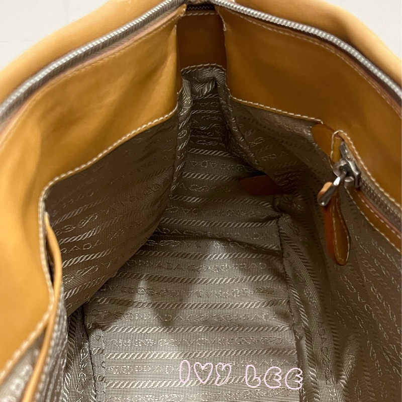 Prada 棕色帆布 皮革 提花徽標 斜背包 肩背包 正品 二手精品-7