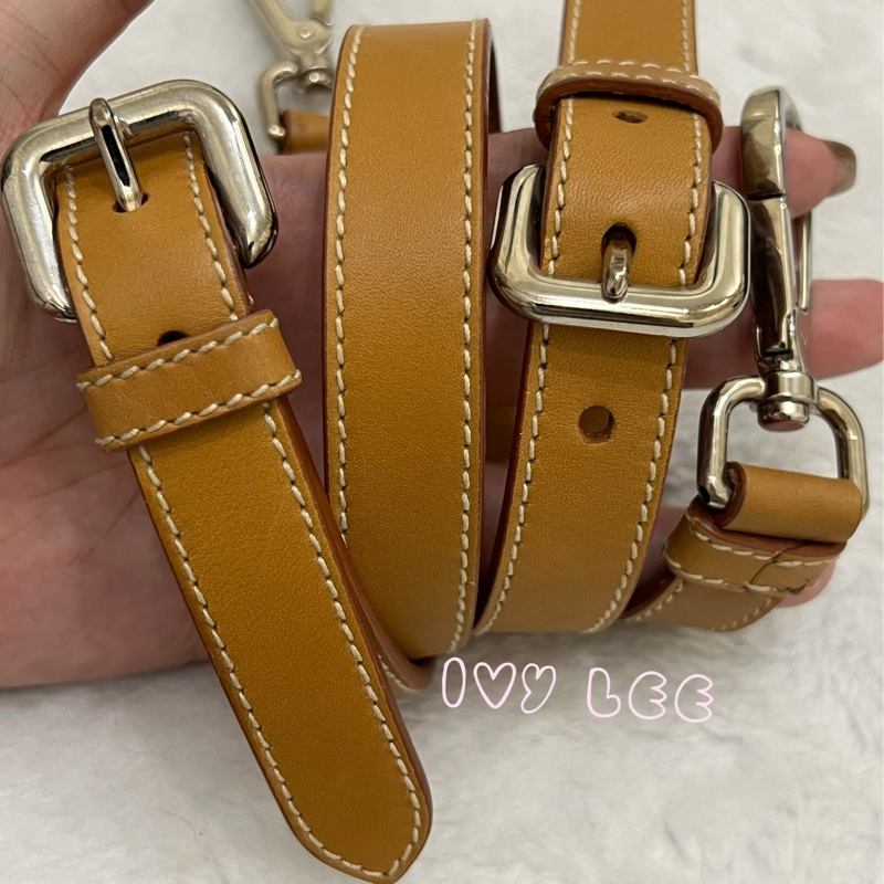 Prada 棕色帆布 皮革 提花徽標 斜背包 肩背包 正品 二手精品-9