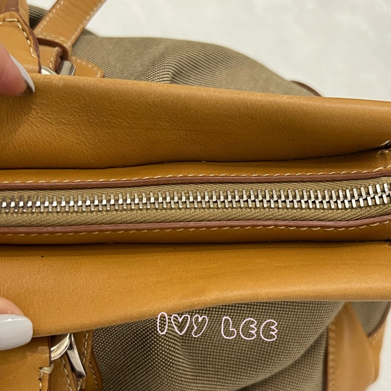 Prada 棕色帆布 皮革 提花徽標 斜背包 肩背包 正品 二手精品-15