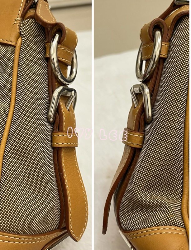 Prada 棕色帆布 皮革 提花徽標 斜背包 肩背包 正品 二手精品-26
