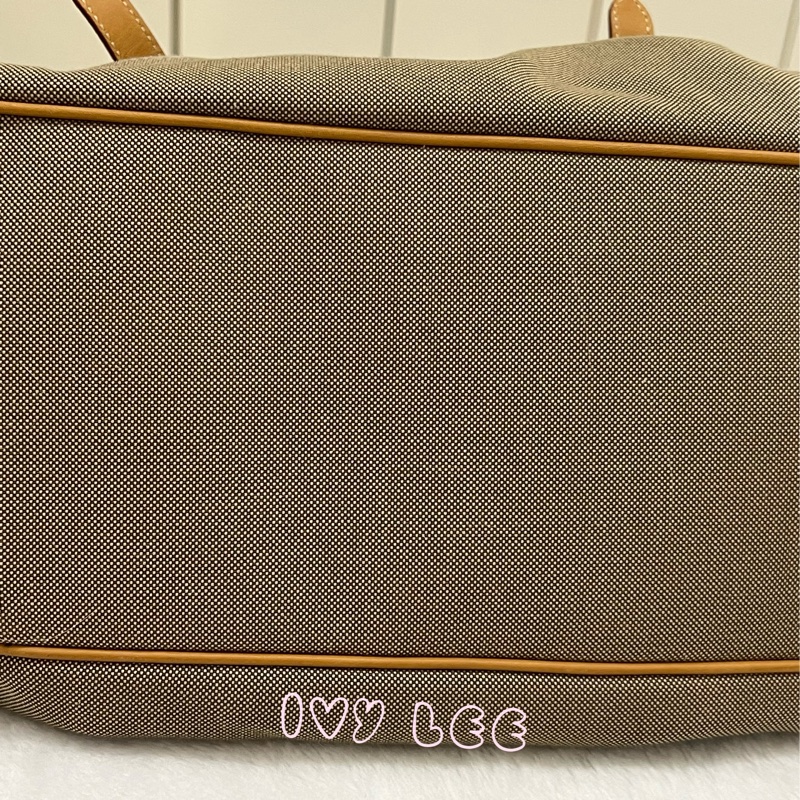 Prada 棕色帆布 皮革 提花徽標 斜背包 肩背包 正品 二手精品-32