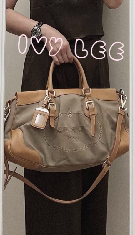 Prada 棕色帆布 皮革 提花徽標 斜背包 肩背包 正品 二手精品-40