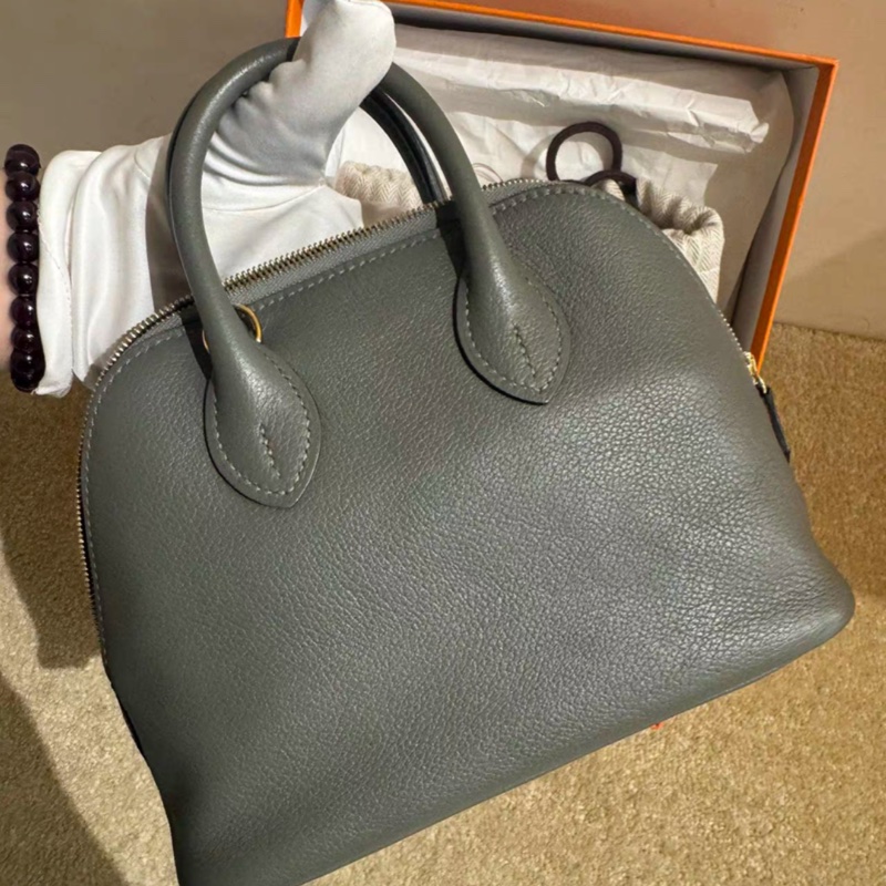 Hermes 愛馬仕 Mini Bolide 保齡球包,積雨雲,U刻。帶包裝盒、防塵袋和購買票據-2