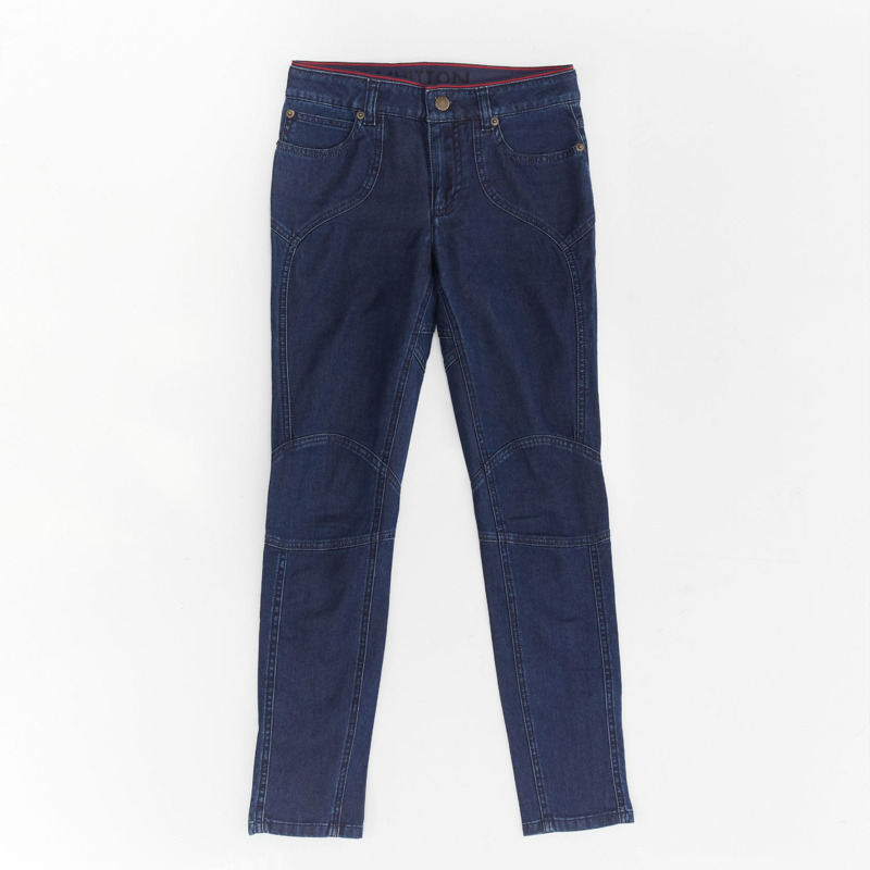 LOUIS VUITTON blue washed denim patchwork logo skinny motorcycle jeans FR34 XS-0