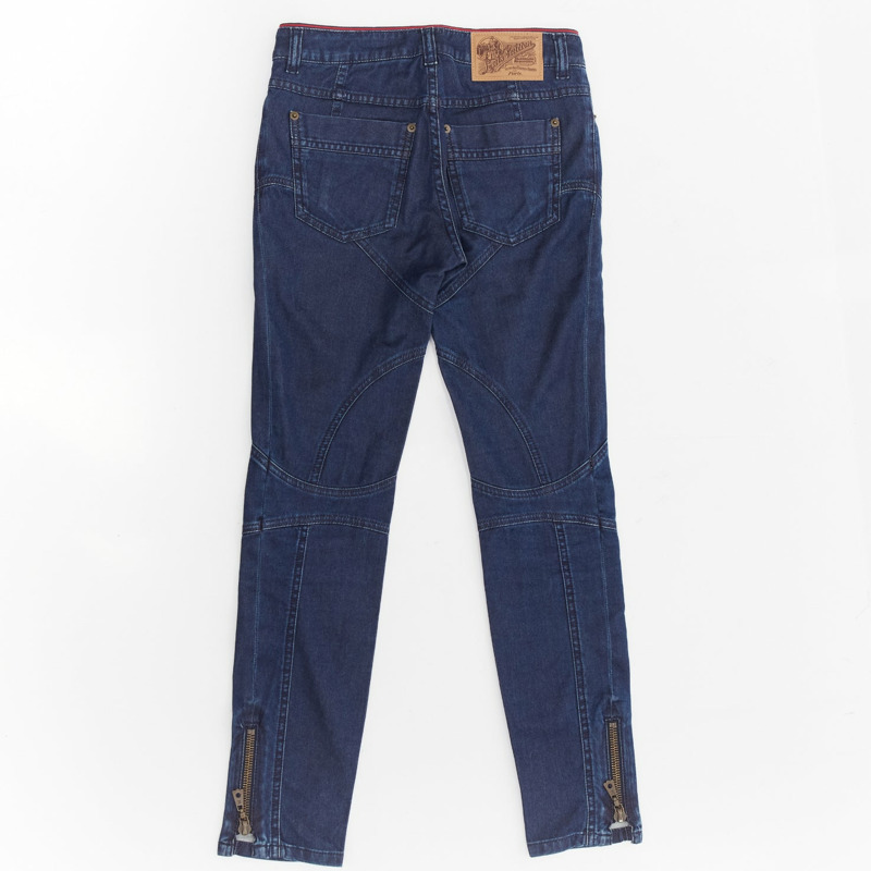 LOUIS VUITTON blue washed denim patchwork logo skinny motorcycle jeans FR34 XS-2