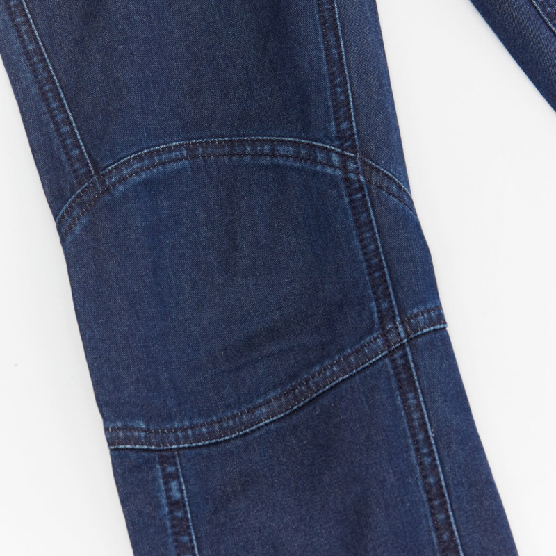LOUIS VUITTON blue washed denim patchwork logo skinny motorcycle jeans FR34 XS-4