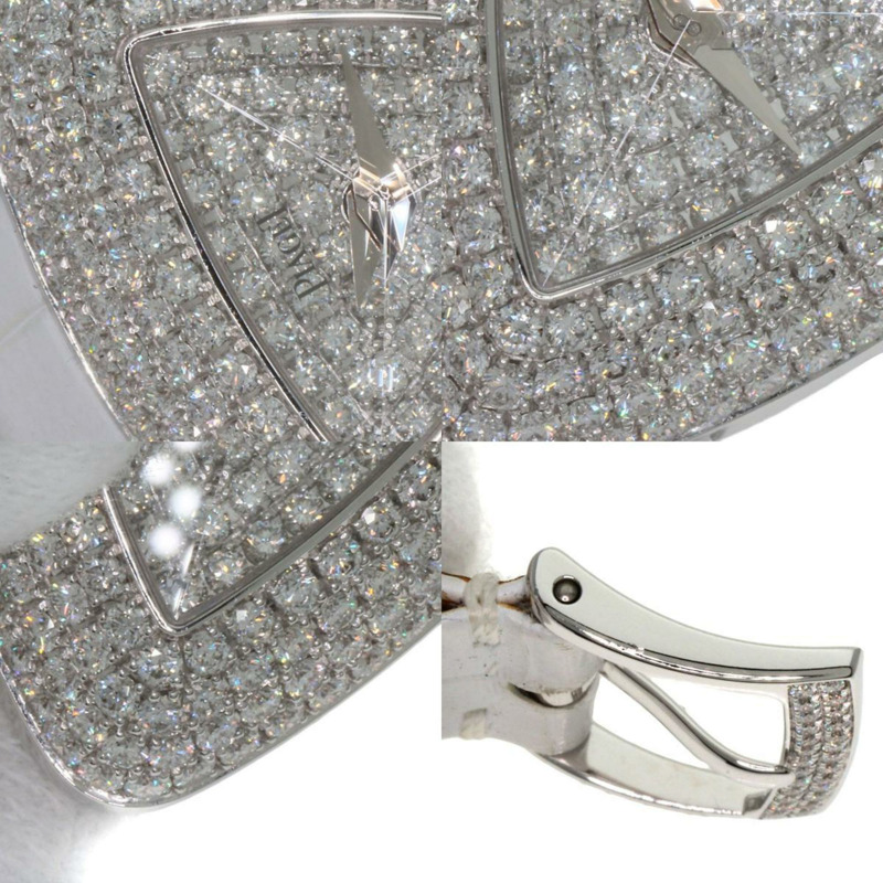 伯爵 P10318 Limelight Triangle 全鑽腕錶 18K 白金 皮革 女款腕錶 PIAGET-8