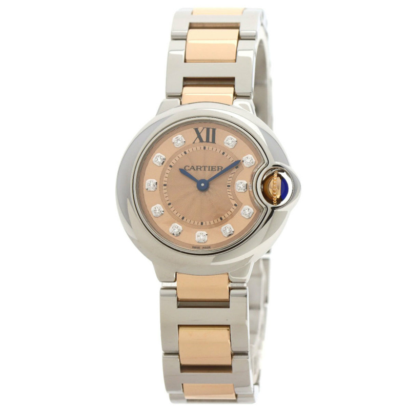 卡地亞 WE902052 Ballon Bleu 28 11P 鑽石腕錶 不鏽鋼 SSxK18PG 女款 CARTIER-0