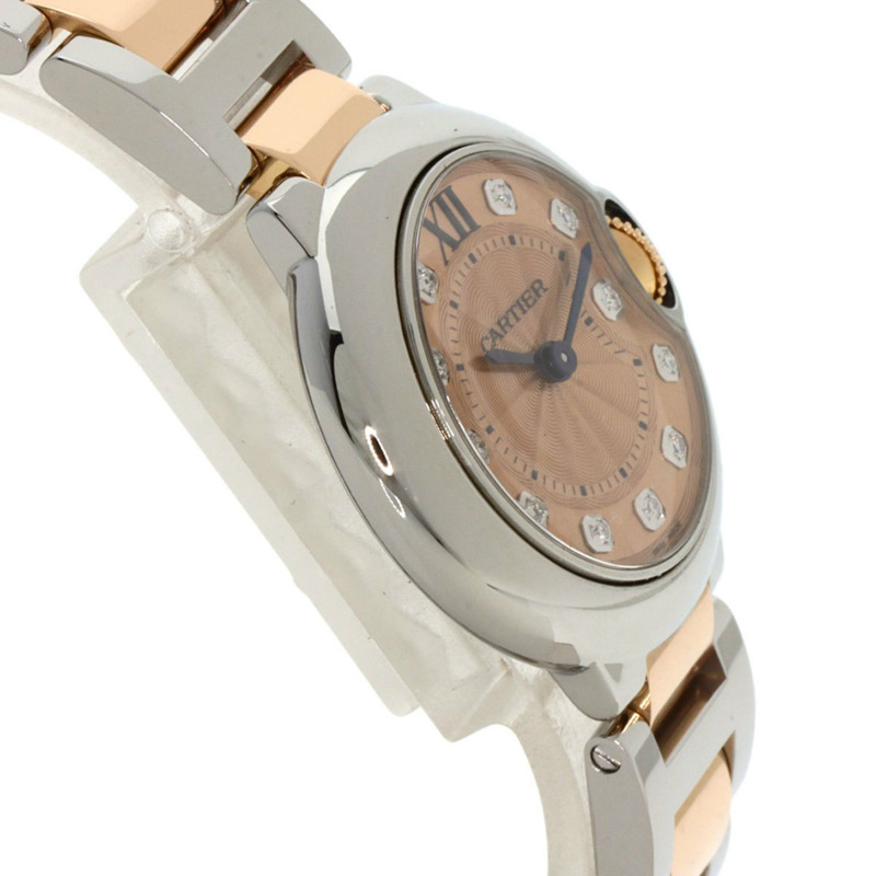 卡地亞 WE902052 Ballon Bleu 28 11P 鑽石腕錶 不鏽鋼 SSxK18PG 女款 CARTIER-5