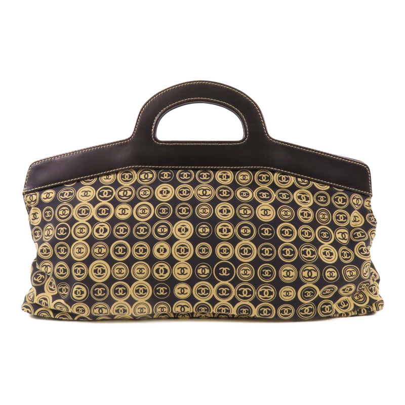 CHANEL 皮革/布料CC Logo Handbag金扣手挽袋-1