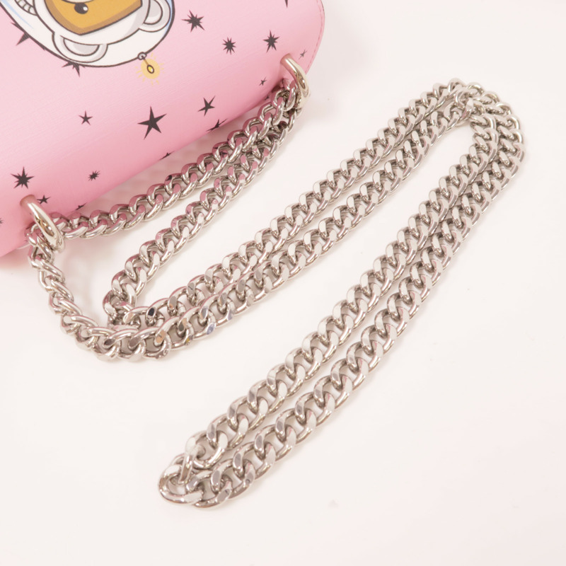 MOSCHINO 【激減優惠】皮革Space Teddy Mini Bag銀扣肩背袋-4