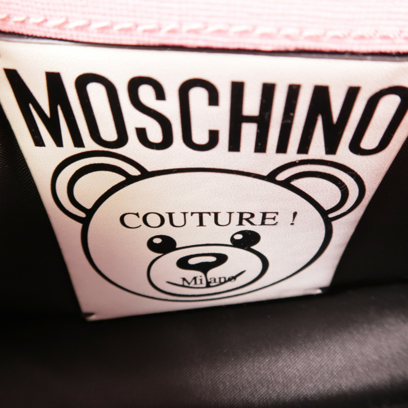 MOSCHINO 【激減優惠】皮革Space Teddy Mini Bag銀扣肩背袋-10
