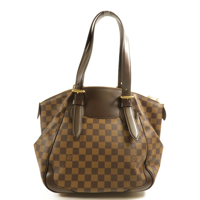 LOUIS VUITTON Damier Verona MM金扣肩背袋棕色-1