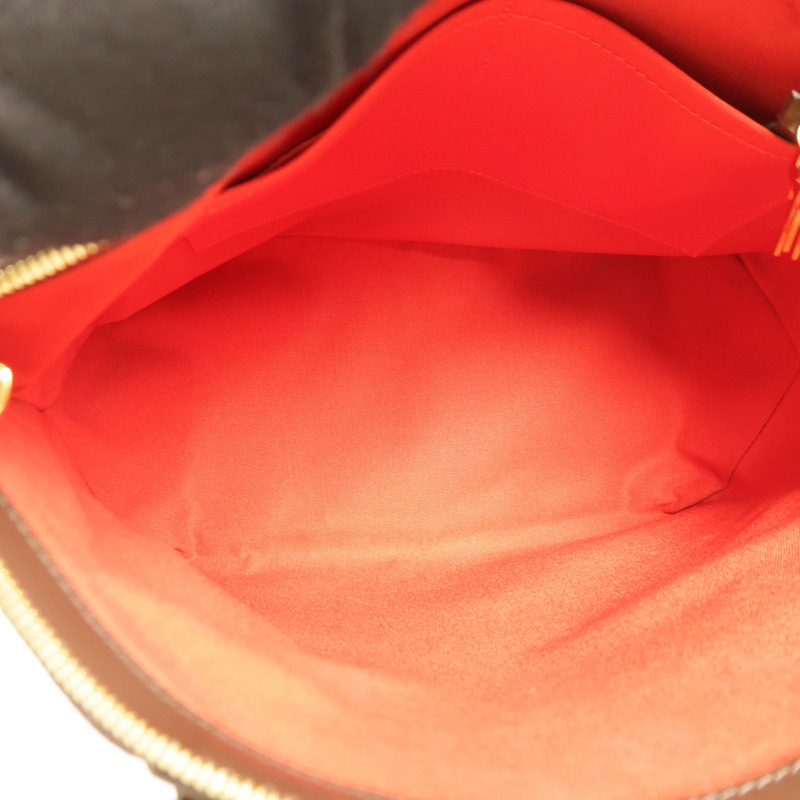 LOUIS VUITTON Damier Verona MM金扣肩背袋棕色-10