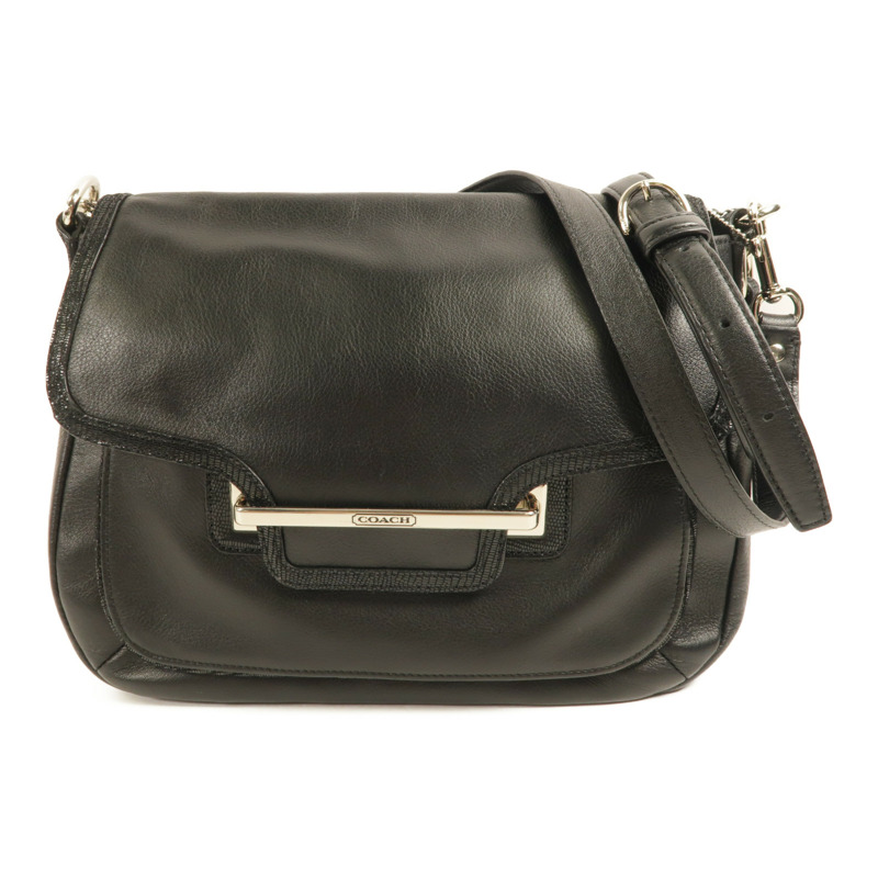 COACH 牛皮皮革2Way Shoulder銀扣手挽肩背兩用袋-0