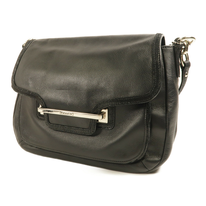 COACH 牛皮皮革2Way Shoulder銀扣手挽肩背兩用袋-2