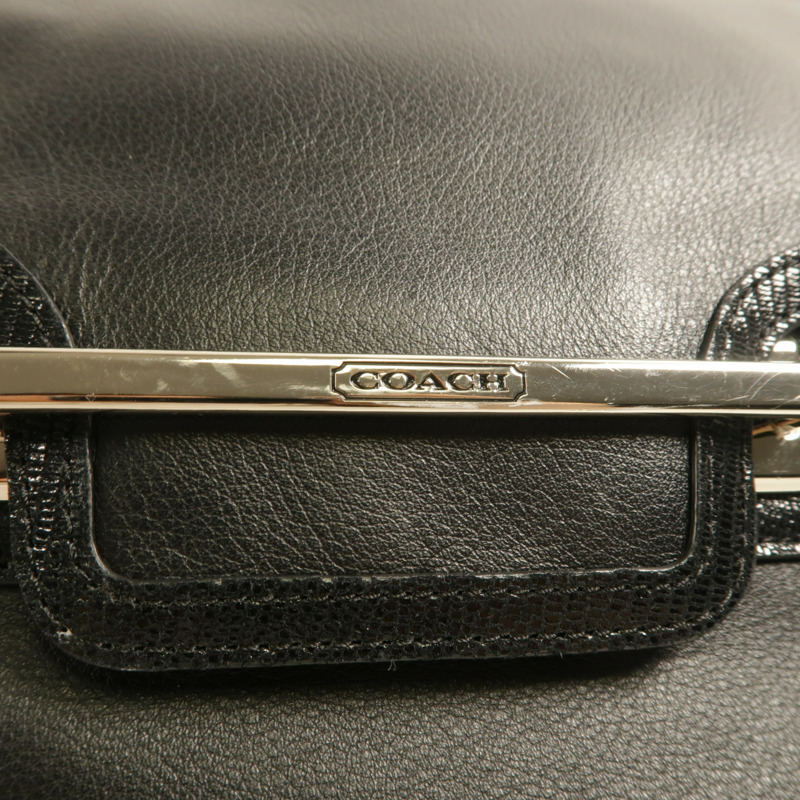 COACH 牛皮皮革2Way Shoulder銀扣手挽肩背兩用袋-9