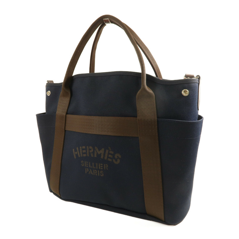 HERMES 帆布Sucked Pansage Groom手挽肩背兩用袋-2