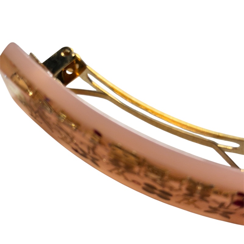 🎀Louis Vuitton *近新品正面無任何刮傷*LV稀有皮粉色髮夾｜經典花紋✦fufu style 精品✦ 氣質感｜手鏈.手環-8