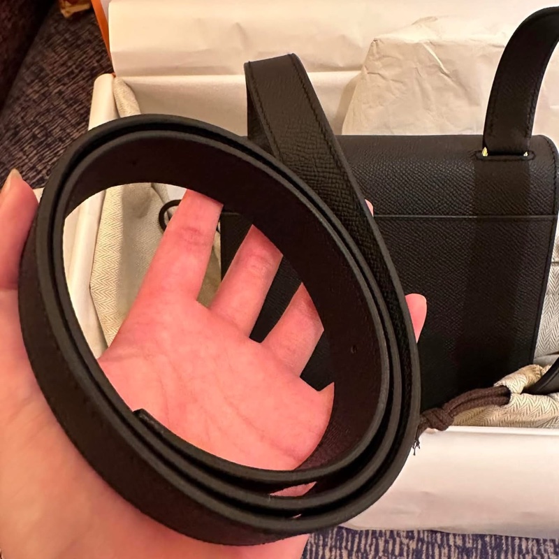 💖Hermes Della 屁股包 黑色金釦💖 W刻 全新全配 低於專櫃價✨-5