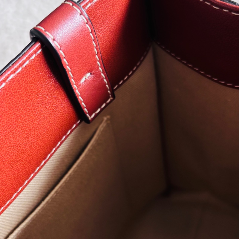 Chloe近全新托特咖啡色全牛皮包中號稀有美麗不撞款-14