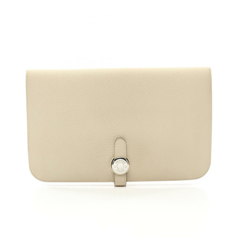 HERMES Dogon Duo GM 雙折皮夾 Clemence 皮革米色 Cle 二手 A SHW