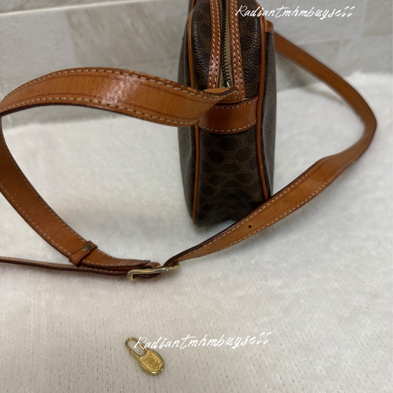 🈹Celine Vintage Macadam Crossbody 🧡中古凱旋門相機包📷🤎-19