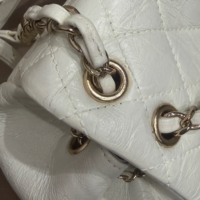 全配芯片款🈶️購證❤️香奈兒奶油白油蠟牛皮duma 雙肩包-20