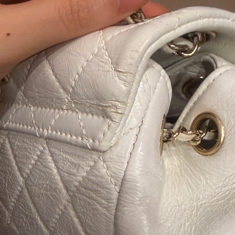 全配芯片款🈶️購證❤️香奈兒奶油白油蠟牛皮duma 雙肩包-26