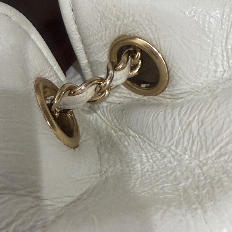 全配芯片款🈶️購證❤️香奈兒奶油白油蠟牛皮duma 雙肩包-30