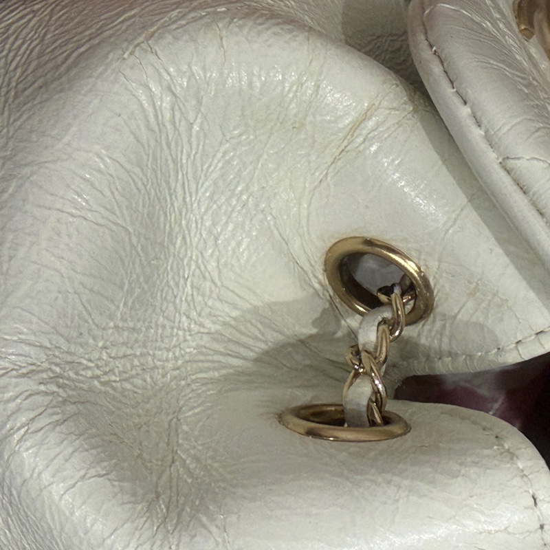 全配芯片款🈶️購證❤️香奈兒奶油白油蠟牛皮duma 雙肩包-38