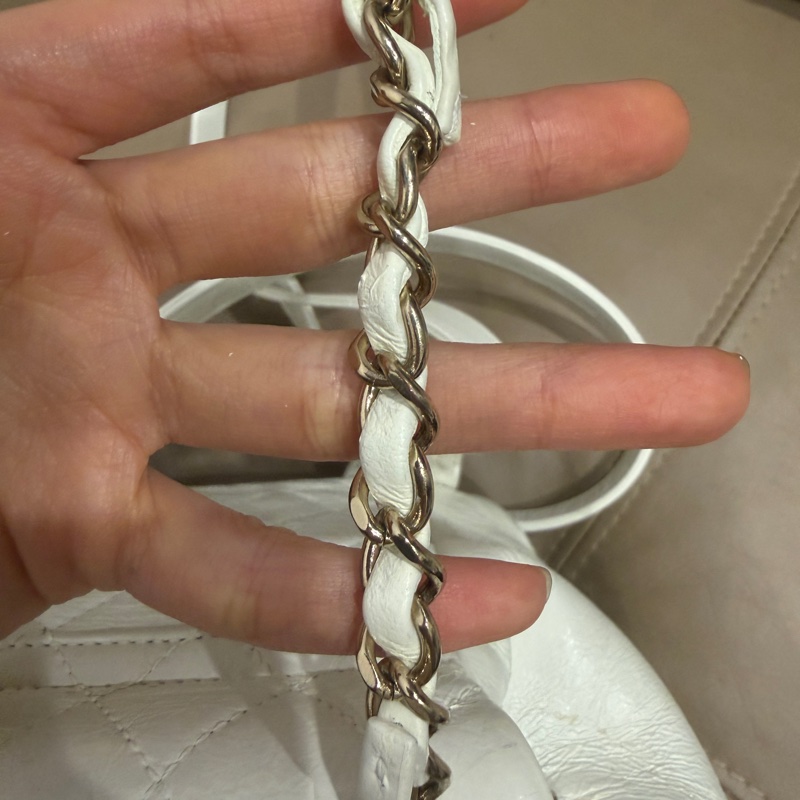 全配芯片款🈶️購證❤️香奈兒奶油白油蠟牛皮duma 雙肩包-71