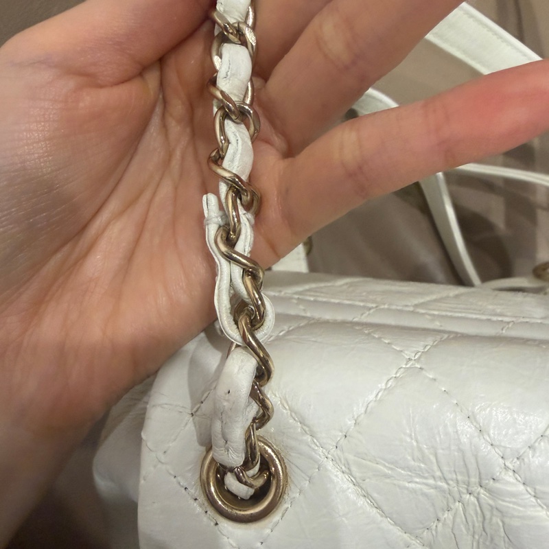 全配芯片款🈶️購證❤️香奈兒奶油白油蠟牛皮duma 雙肩包-72