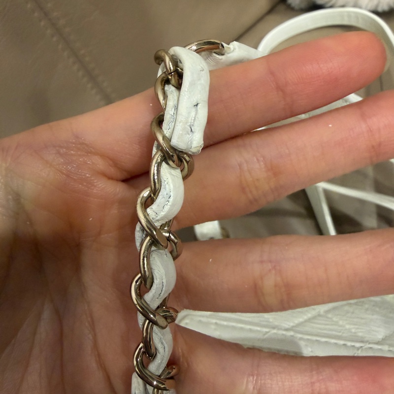 全配芯片款🈶️購證❤️香奈兒奶油白油蠟牛皮duma 雙肩包-73