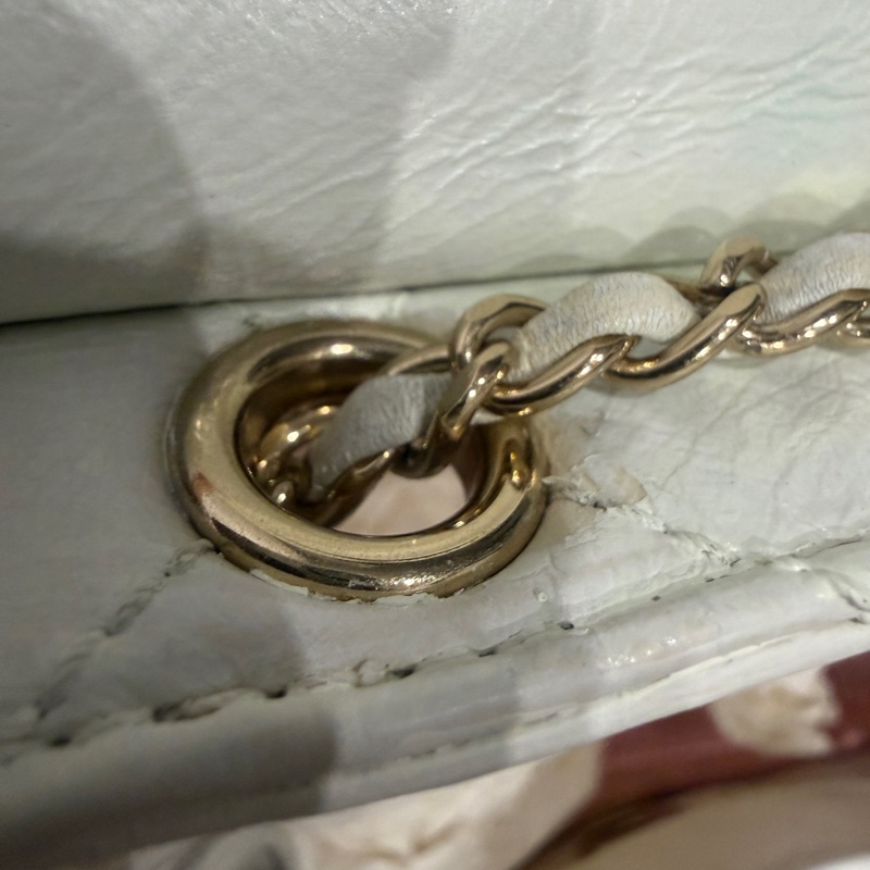 全配芯片款🈶️購證❤️香奈兒奶油白油蠟牛皮duma 雙肩包-78